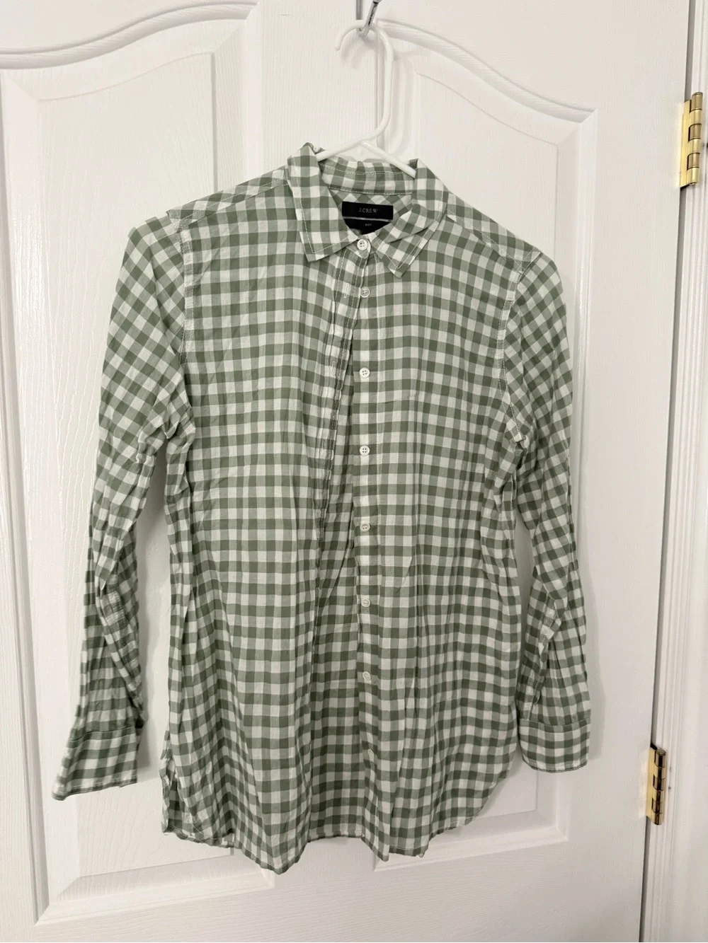J. Crew Green Gingham Button-Down Shirt womens size 4
